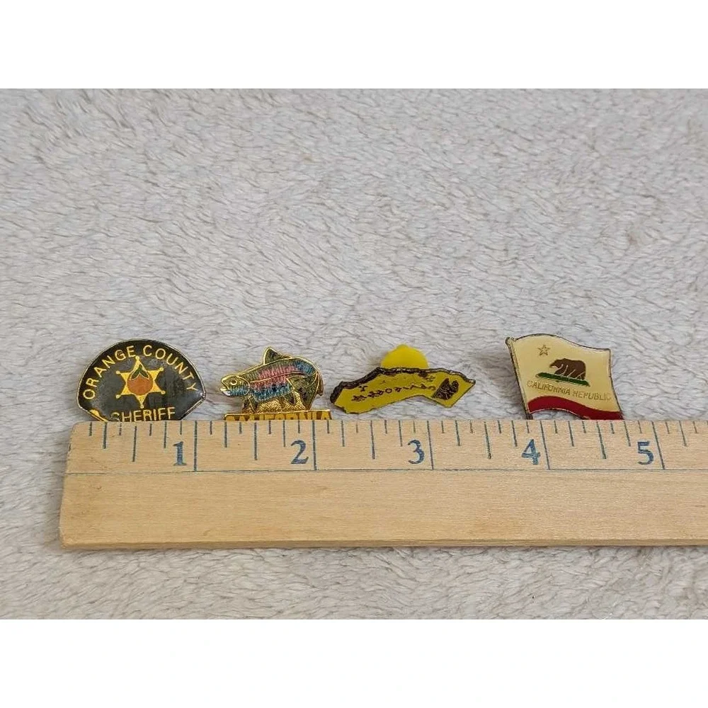 Vintage California Orange County Sheriff Fish Flag Enamel Lapel‎ Pin Lot
